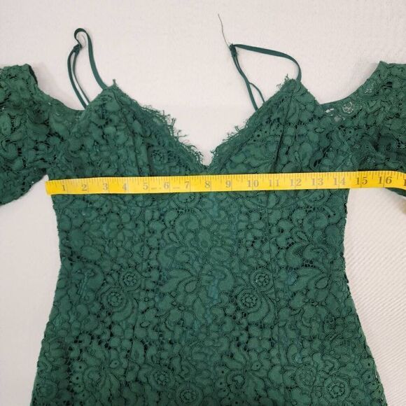 Bardot Size 6 Karlie Lace Dress Womens Cold Shoulder Green Knee-Length Party Coc - Picture 5 of 12